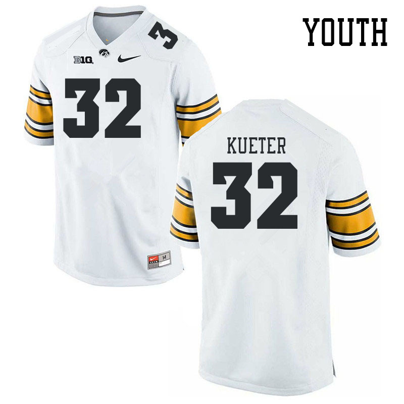 Youth #32 Ben Kueter Iowa Hawkeyes College Football Jerseys Stitched Sale-White - Click Image to Close